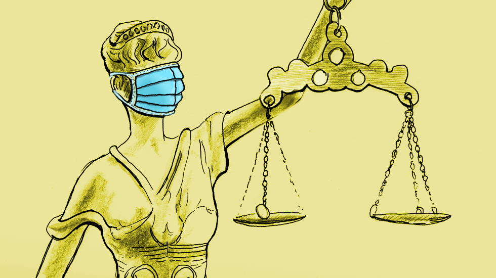 Justitia mit Maske / c Dominik Hermann