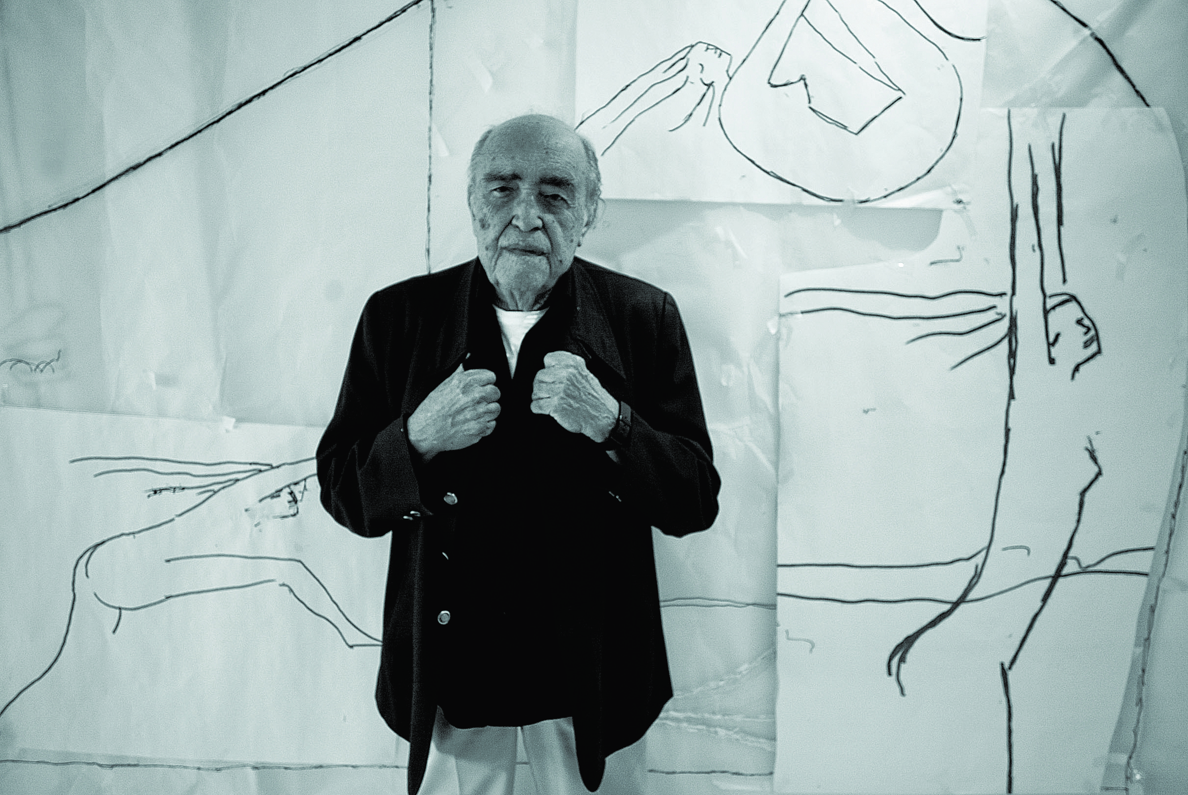 Oscar Niemeyer Schwarz-Weiß-Porträt