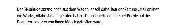 Bild-Meldung Allahu Akbar, Mail Online
