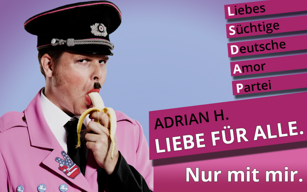 Hitler-Parodie Adrian H. mit seiner L.S.D.A.P.