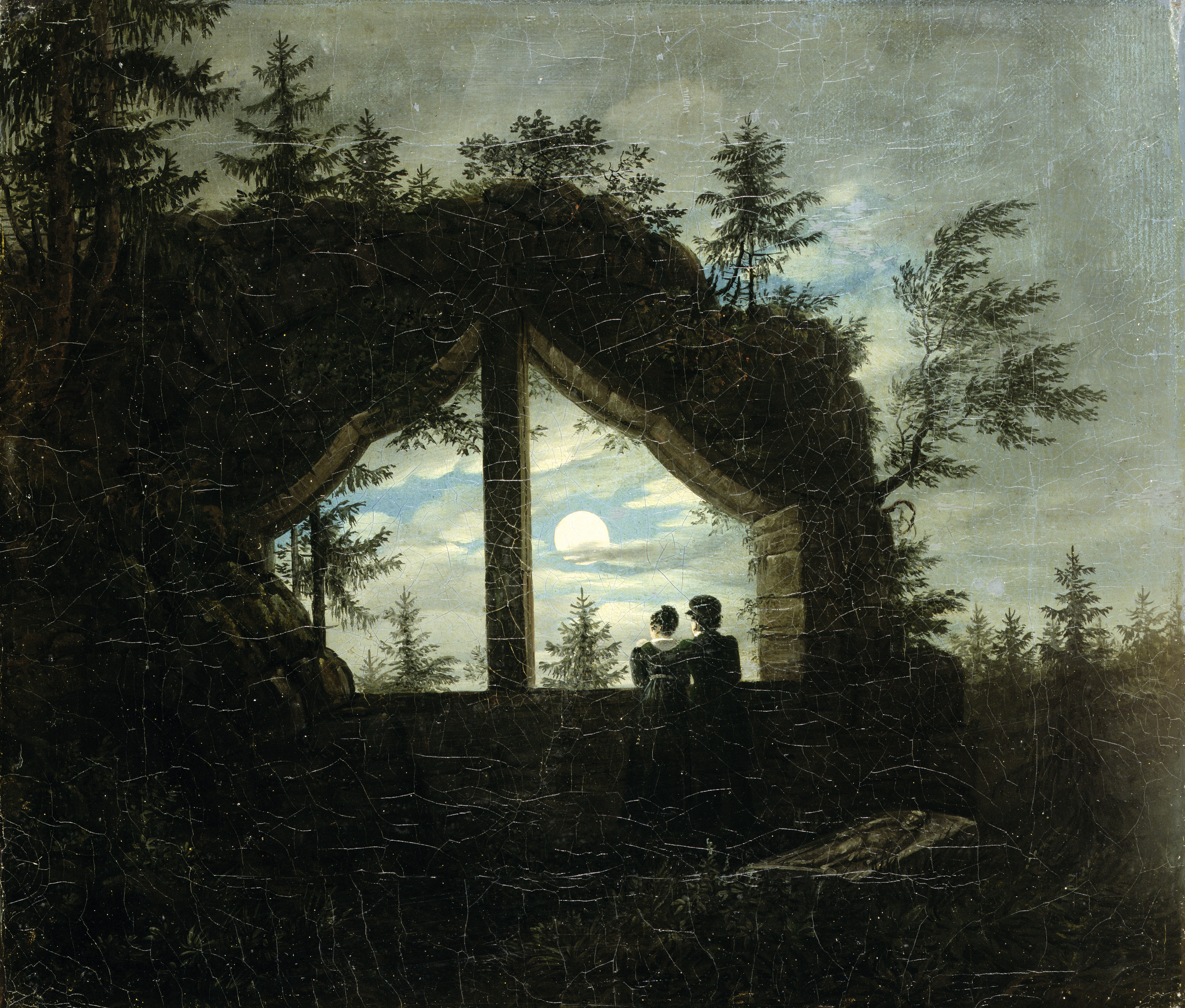 C. G. Carus Gemaelde Fenster am Oybin im Mondenschein