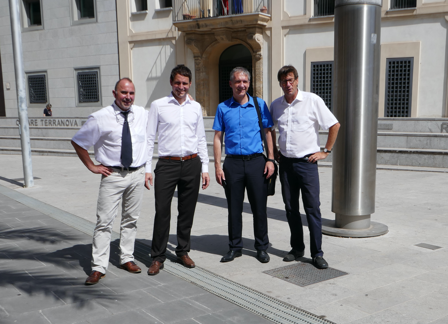 Von links Wolfgang Rahm, LKA-Polizist Thomas Flaig, sein Chef Thomas Hechinger und Joachim Speiermann