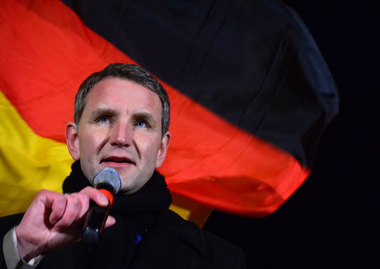 Björn Höcke auf einer Kundgebung gegen Asylpolitik in Erfurt