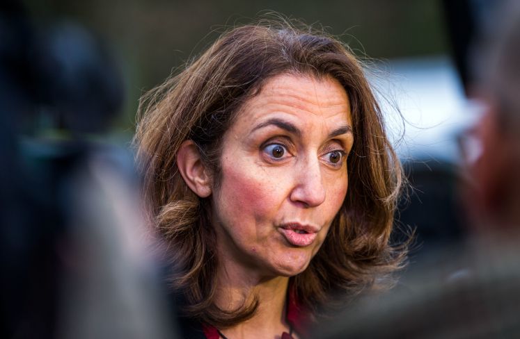 Die Integrationsbeauftragte des Bundes, Staatsministerin Aydan Özoguz, spricht in Jamel bei Wismar vor ihrem Besuch beim Künstlerpaar Birgit und Horst Lohmeyer mit Medienvertretern