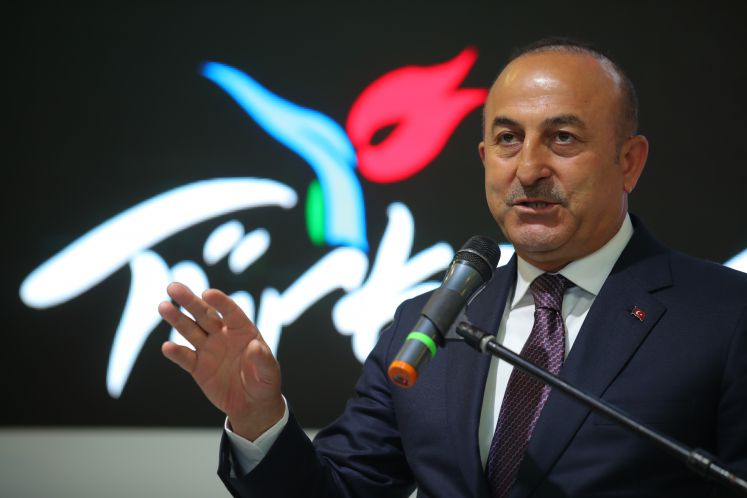 Der türkische Außenminister Mevlut Cavusoglu spricht bei der Berliner Tourismusmesse ITB