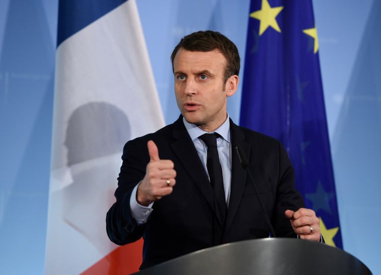 Der neue französische Präsident Emmanuel Macron bei einem Besuch  im Auswärtigen Amt in Berlin