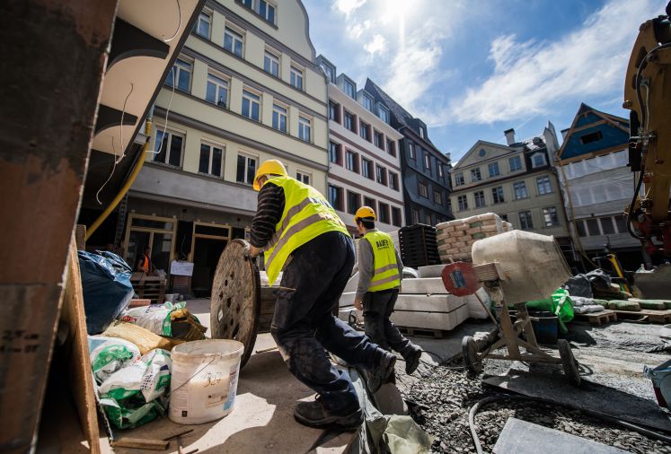 Bauarbeiten auf dem Frankfurter Krönungsweg