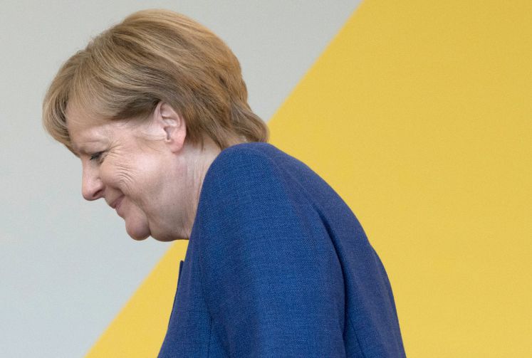  Kanzlerin bei einem Wahlkampfauftritt 
