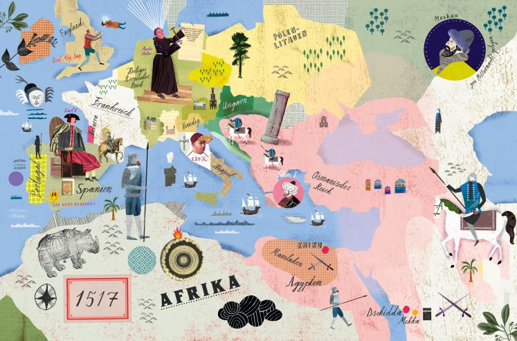 Illustration einer alten Weltkarte.