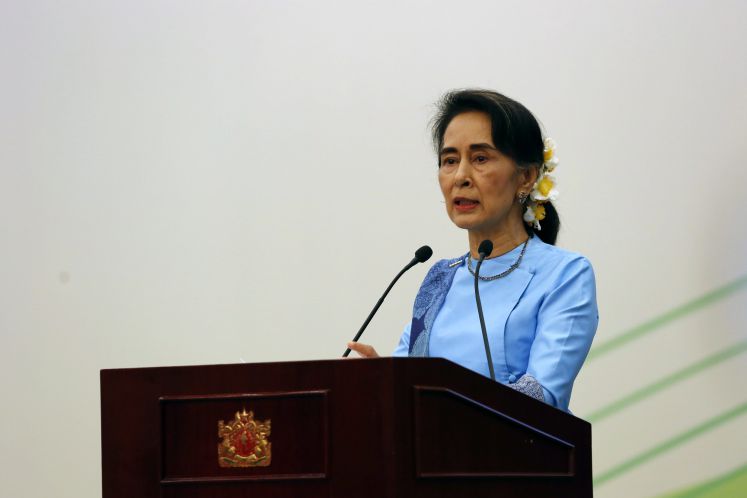 Aung San Suu Kyi bei einer Rede im Oktober 2016.