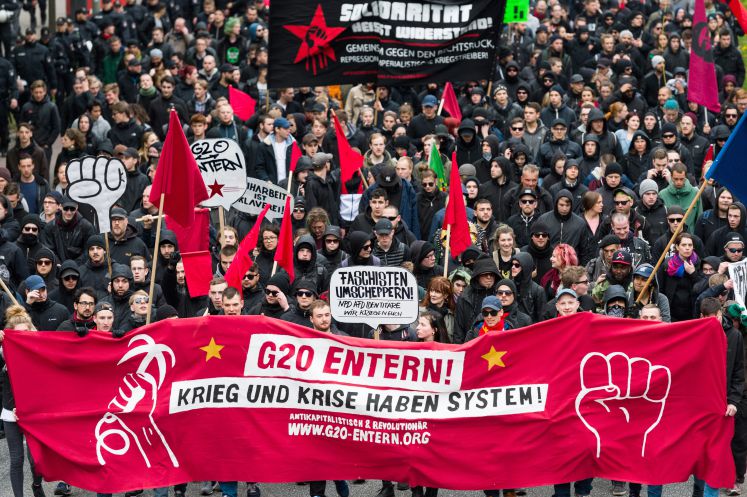 Demonstranten bei einer Anti G20-Demo.