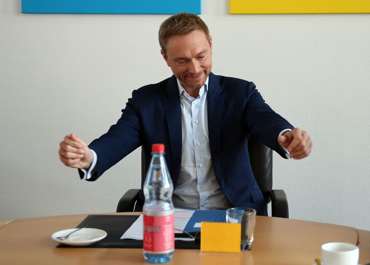 Christian Lindner, der Parteichef der FDP bei einem Treffen im Dietrich Genscher Haus in Berlin