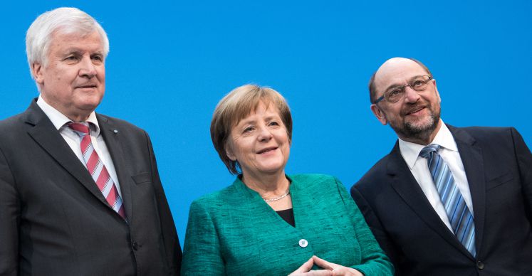 Seehofer, Merkel und Schulz während der Koalitionsverhandlungen