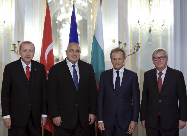 Recep Tayyib Erdogan, Boyko Borissov, Donald Tusk und Jean-Claude Juncker
