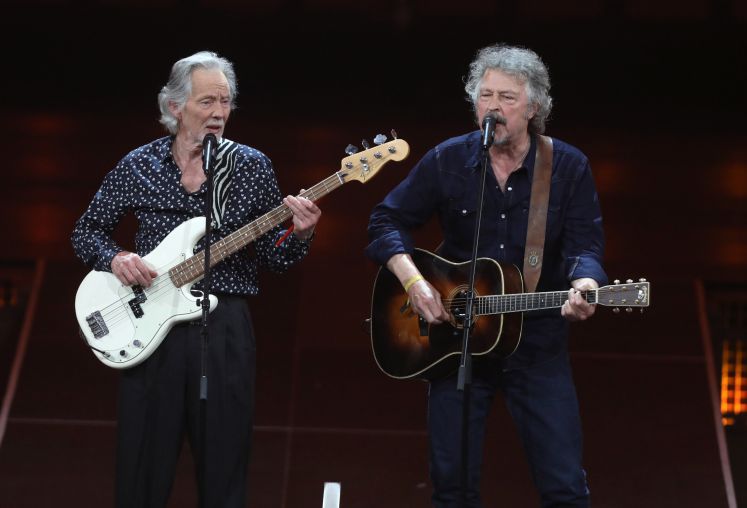 Klaus Voormann und Wolfgang Niedecken bei ihrem gemeinsamen Auftritt bei der diesjährigen Echo-Verleihung.