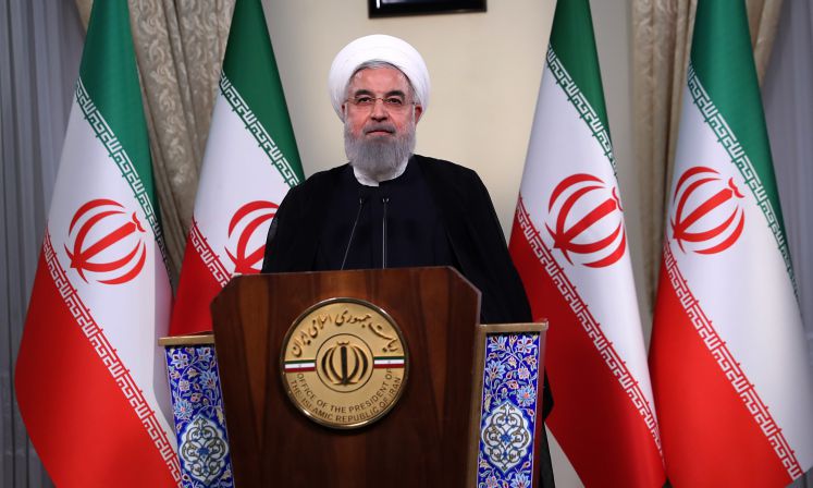 Der iranische Präsident Rohani bei einer Rede.