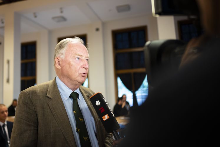 Alexander Gauland, Fraktionsvorsitzender der Alternative für Deutschland (AfD) im Bundestag, spricht auf einem Kongress der Jungen Alternative mit Medien