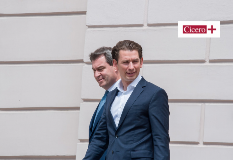 Markus Söder (l, CSU), Ministerpräsident von Bayern und Sebastian Kurz (r, ÖVP), Bundeskanzler von Österreich.