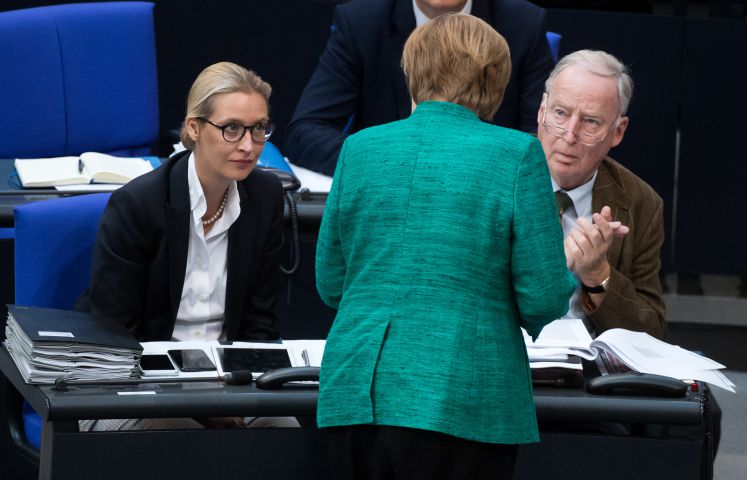 Angela Merkel und die AfD-Fraktion
