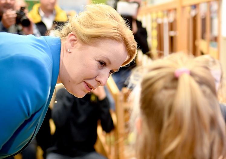 Bundesfamilienministerin Franziska Giffey (SPD) besucht die Kindertagesstätte Blohmstraße. Die Ministerin informierte sich über die Entwicklung der Kita in der Kooperation mit dem Unternehmens Netzwerk im nahe gelegenen Industriegebiet. 