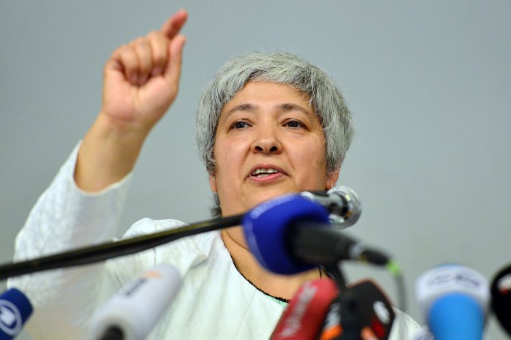 Seyran Ates im Juni 2017 bei der Pressekonferenz zur Eröffnung der ersten liberalen Moschee der Welt in Berlin 