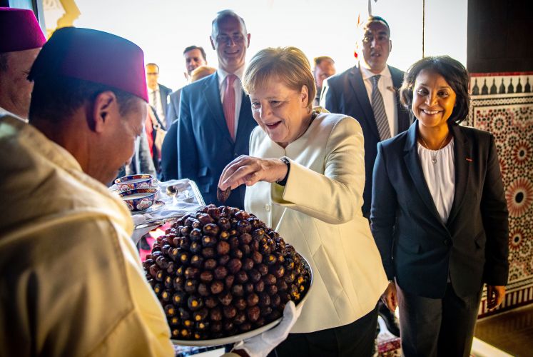 Die Bundeskanzlerin vor der Unterzeichnung des UN-Migrationspaktes in Marrakesch