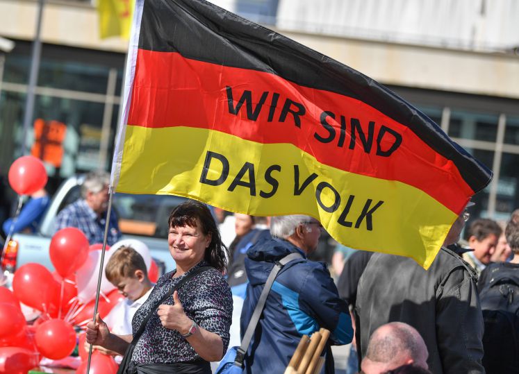 Cottbusser bei einer Demo im April 2018 der rechten Inititiative Zukunft Heimat 
