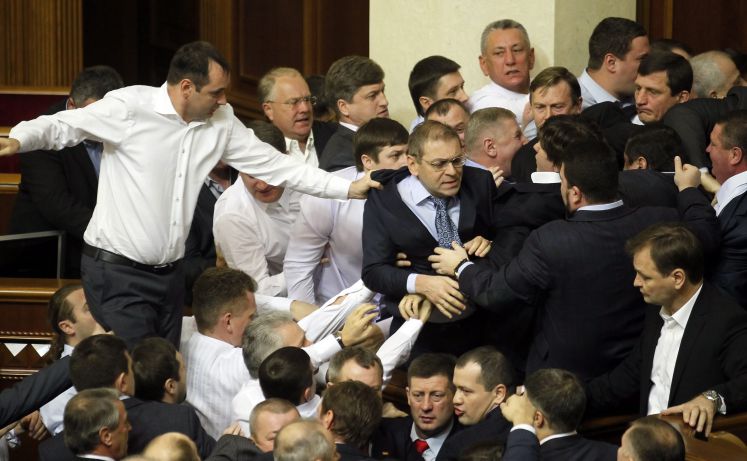 Streit im ungarischen Parlament.