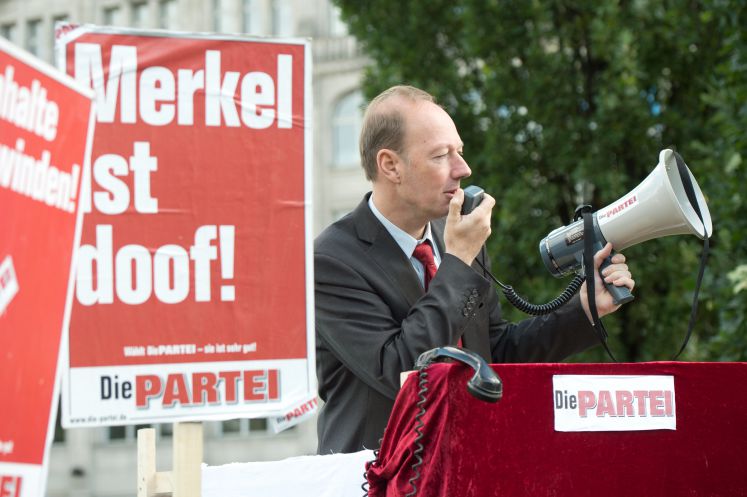 Martin Sonneborn bei einer Veranstaltung seiner Partei Die Partei 