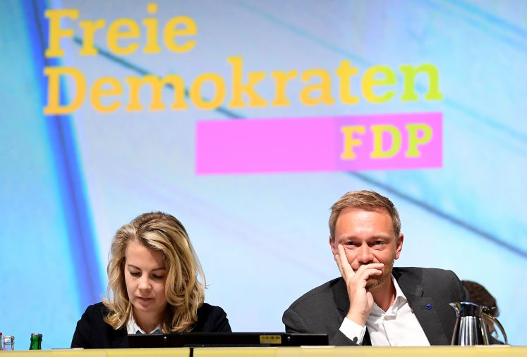 Linde Teuteberg und Christian Lindner auf dem FDP-Bundesparteitag 2019