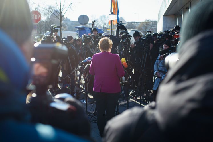 Angela Merkel vor Journalisten