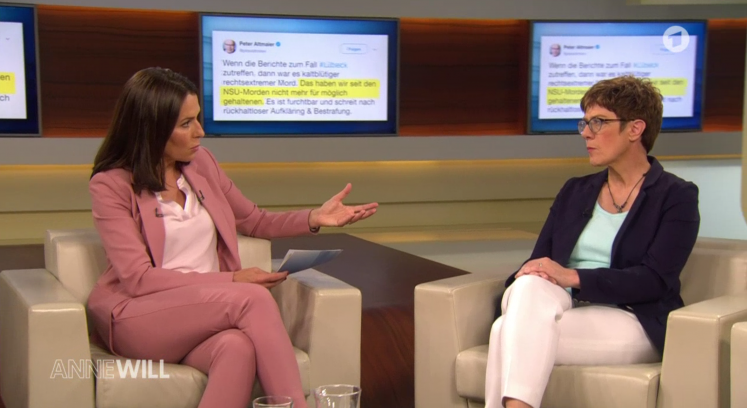 Anne Will und Anngret Kramp-Karrenbauer