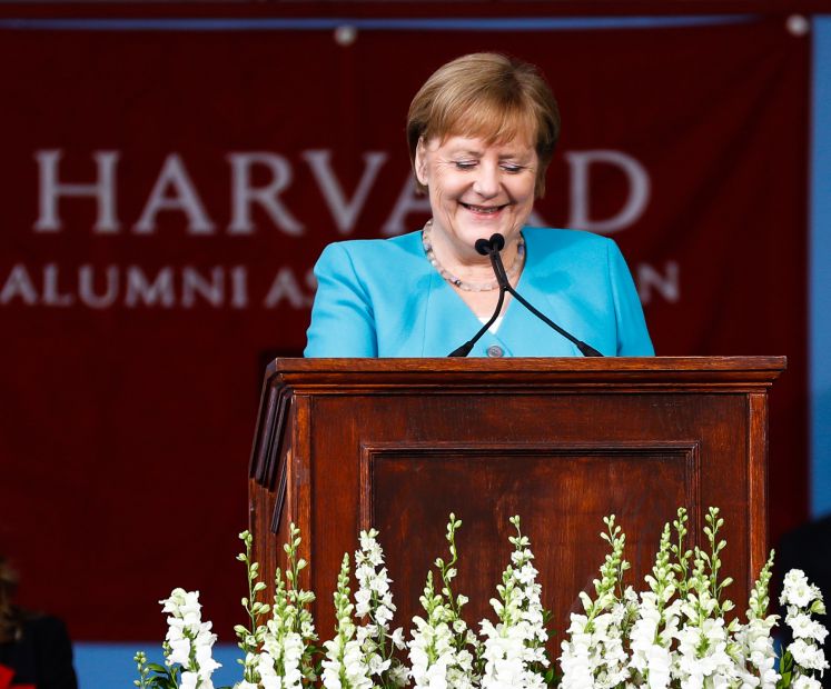 Angela Merkel bei ihrer Rede in Harvard
