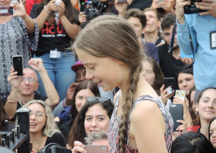 Greta Thunberg bei einer Demonstration für Klimaschutz vor dem Weißen Haus 