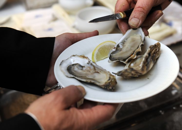 genuss-austern-meer-salz-zitrone-essen-vinagrette-wein