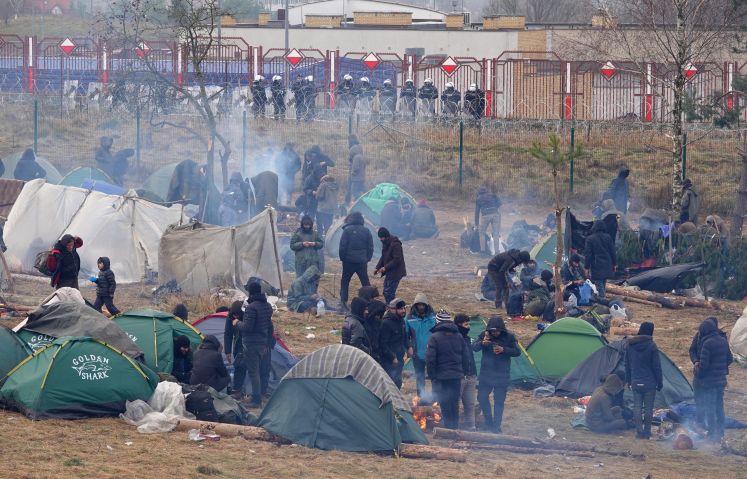 Migrantencamp an der Grenze zu Polen