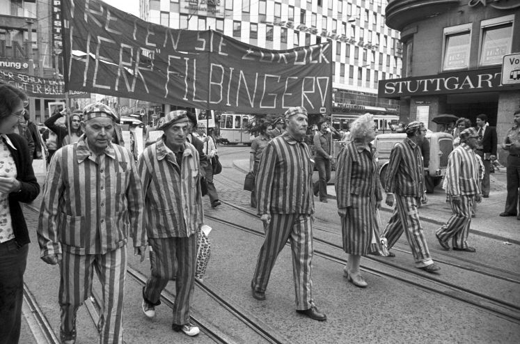 Protest gegen den baden-württembergischen Ministerpräsidenten Hans Karl Filbinger im Juni 1978