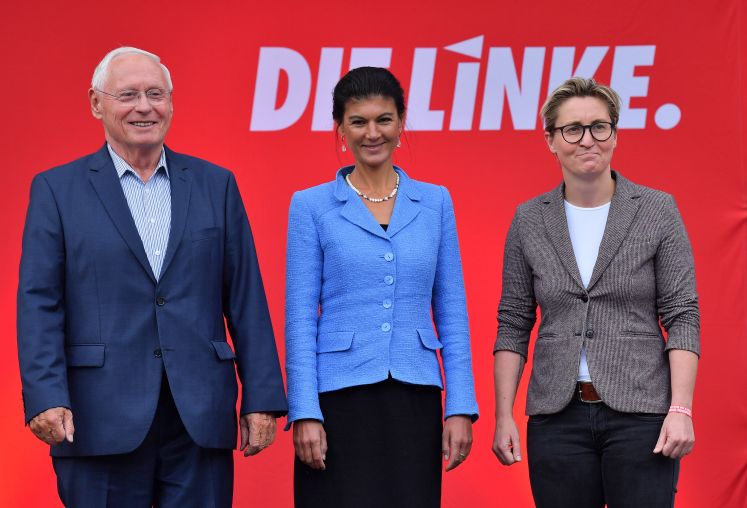 Oskar Lafontaine, Sahra Wagenknecht und Susanne Hennig-Wellsow