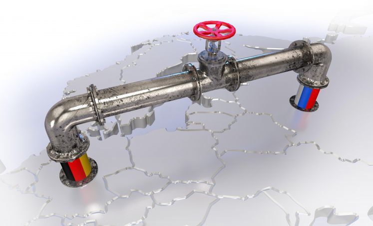 Illustration von Nordstream 1 auf Landkarte.