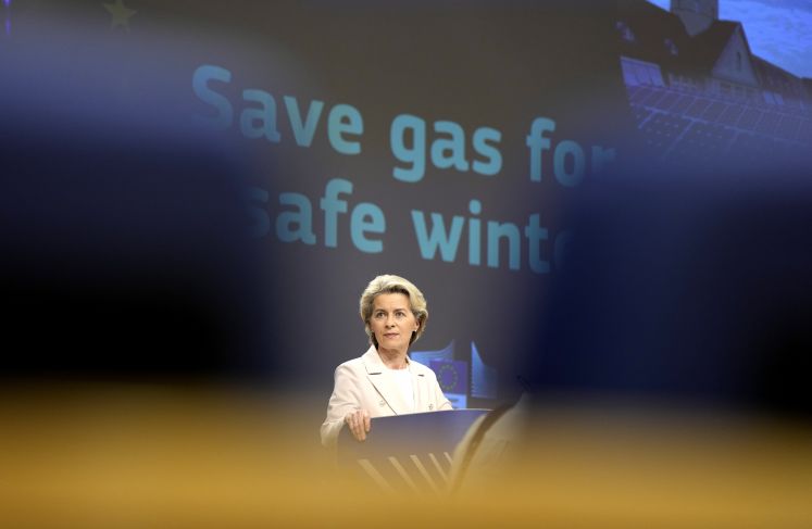 Ursula von der Leyen, Präsidentin der Europäischen Kommission, während einer Pressekonferenz am EU-Hauptsitz 