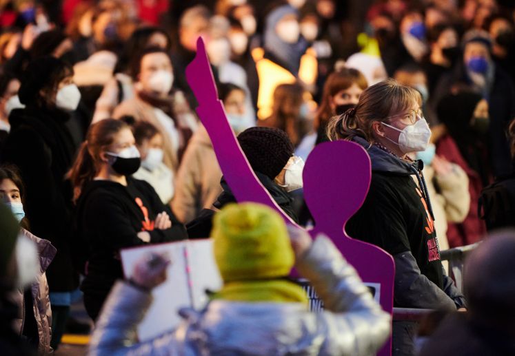 Demo gegen Gewalt an Frauen und Mädchen in Februar 2022 in Berlin
