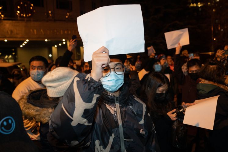 Anti-Zero-Covid-Demo in Peking