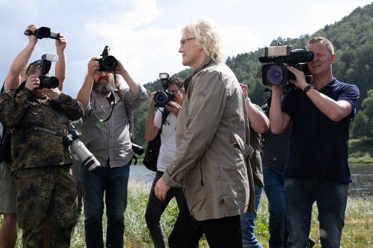 Christine Lambrecht und Journalisten