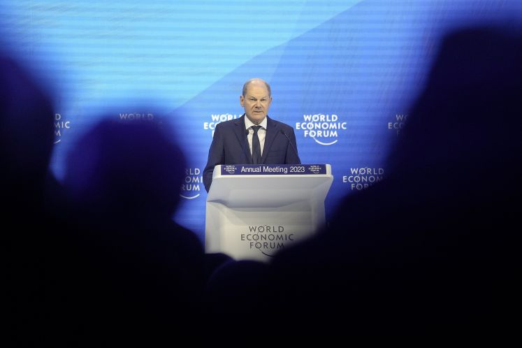 Scholz während seiner Rede in Davos