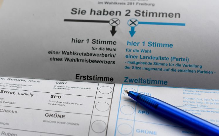 Stimmzettel für die Bundestagswahl