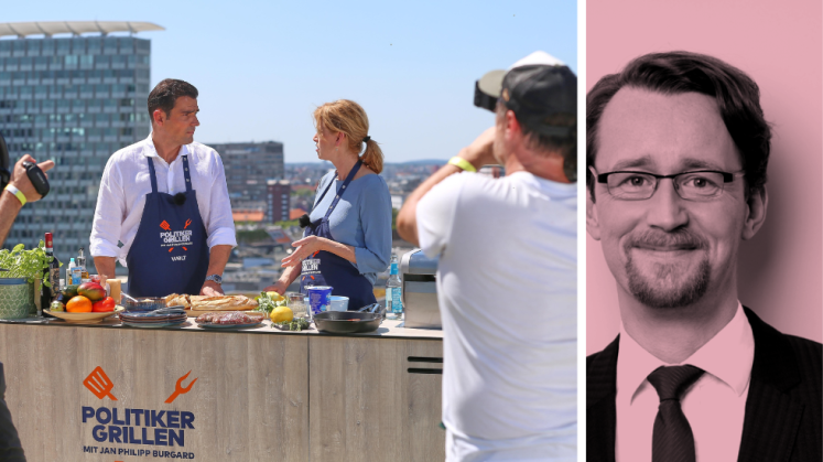 Karin Prien beim „Politiker-Grillen“ mit „Welt-TV“- Moderator Jan Philipp Burgard