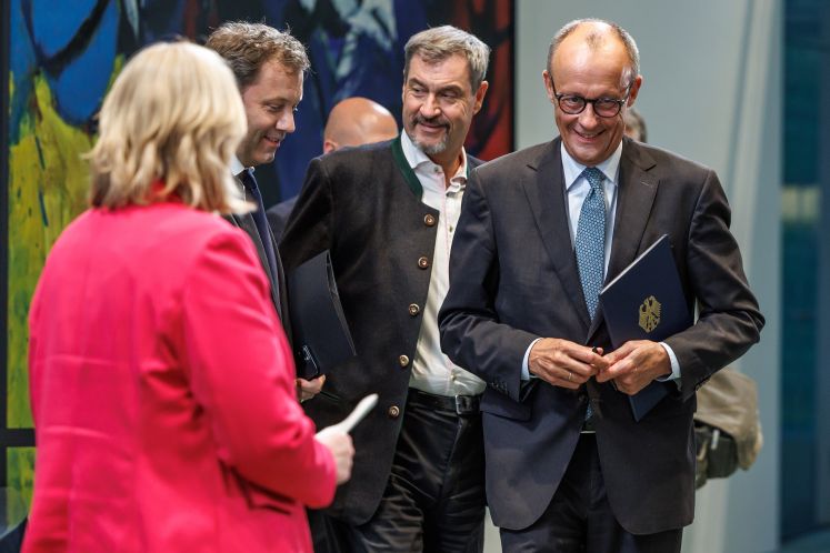 Bärbel Bas, Lars Klingbeil, Markus Söder und Friedrich Merz