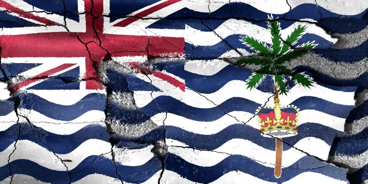 Flagge des „Britischen Territoriums im Indischen Ozean“ an einer Häuserwand