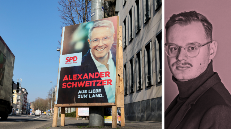 Ein Wahlplakat der SPD in Mainz