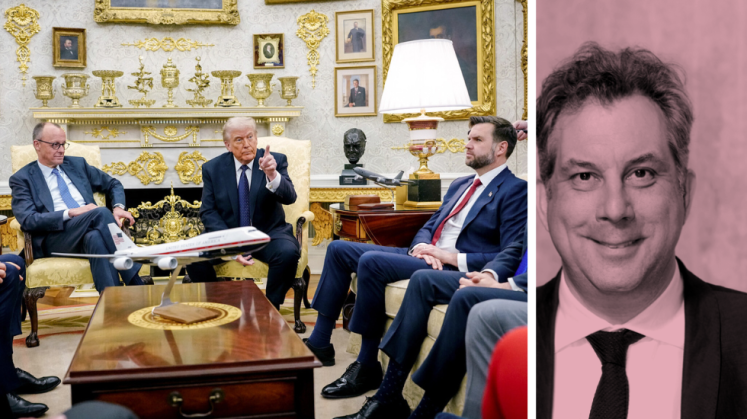 Merz, Trump und Vance im Oval Office
